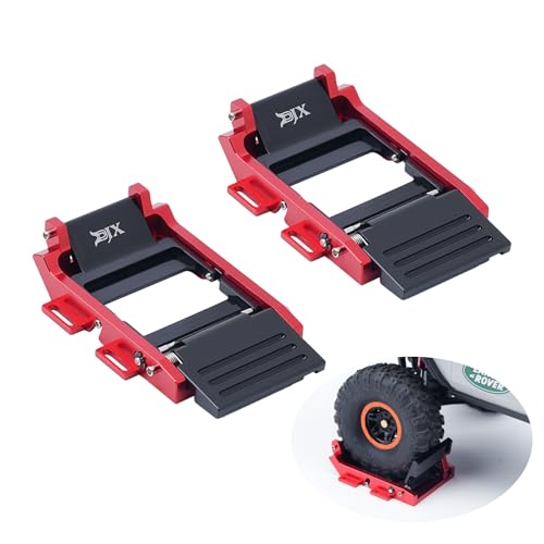 DJX RC Automatic Tire Lock Trailer Anti-Sway for 1/18 1/24 Axial SCX24 GT24 FCX24 TRX4M FCX18 UTB18 Etc RC Crawler Car (Red)