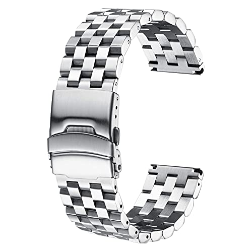 Addiesdive Steel Watch Band For Automatic Watches, 5 Rows Stainless Steel Metal Replacement Strap, Compatible With Most Watches 22Mm #TOP6