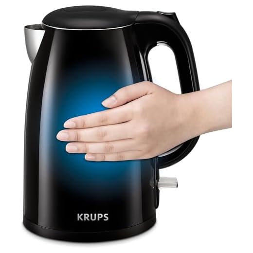 KRUPS BW260850 Cool-touch Stainless Steel Double Wall Electric Kettle, 1.5L, 1.5 L, Black