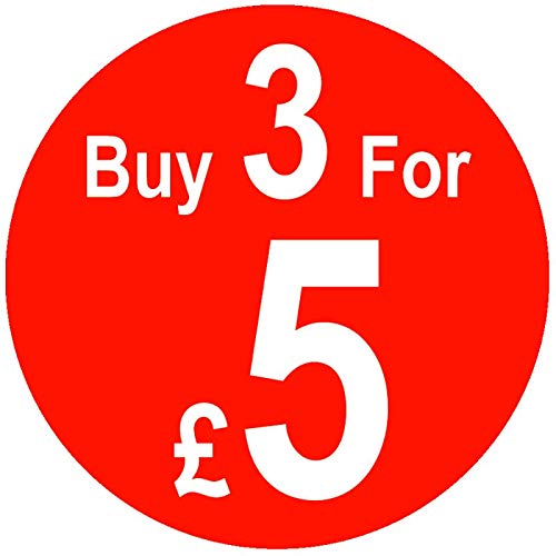 Retail Pricing Round Sticker 20mm 'Buy 3 for £5' Sticky Labels Pack of 100 Self Adhesive Price Stickers Easy Peel Price Labels for Display No Residue Sale Stickers for Retail Sale Tags Sticker Pack