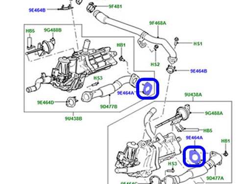 Genuine EGR Gasket Set of 2 Compatible with Land Rover Range Rover 13-21 LR4 Range Rover Sport 14-22 Discovery Range Rover VELAR 3.0L Diesel LR075627