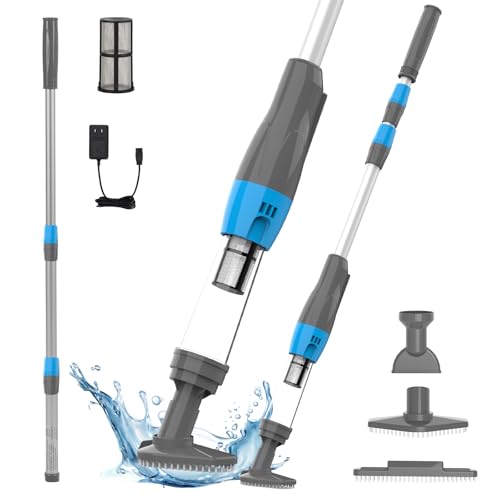 Image of 4 in 1 Cordless Rechargeable Small Pool Vacuum spa hot tub (Gray White)