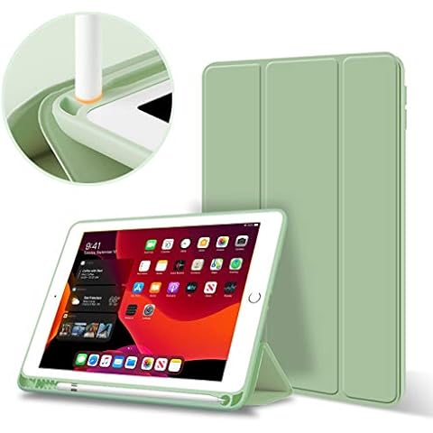 ZOYU iPad 9.7 2018/2017 Case with Pencil Holder, Trifold Stand Soft TPU Back Smart Stand Slim Fit Cover and Auto Sleep/Wake for iPad 6th Generation Case iPad 5th Generation Case 9.7 inch - Green Cover