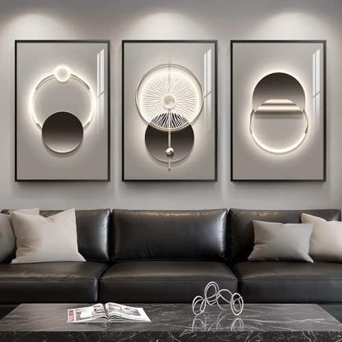 Framed Modern Black and Grey Abstract Wall Art for Living