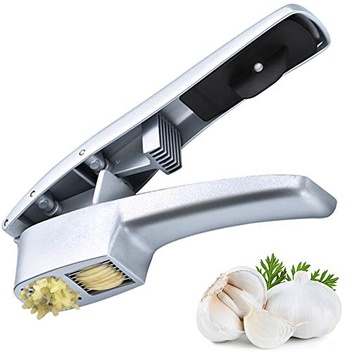 XBUTY Garlic presses 2 in 1 Garlic Mince and Garlic Slice heavy-duty aluminum alloy non-side leakage garlic press professional food grade safety easy to clean