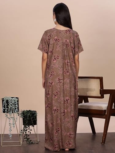 Image of 9shines Label Stylish Alpine Nighty Maxi for Women | Full Length Trendy Nightgown | Premium Nightdress | Nightwear | Embroidery Nighty with Pockets (2892)