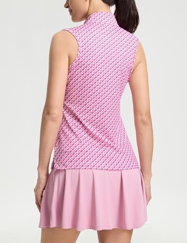 Women's Golf Sleeveless Shirts Quarter Zip Up Tennis Polo Print Shirts for Women Collared Lightweight Tennis Tank Top - image 5