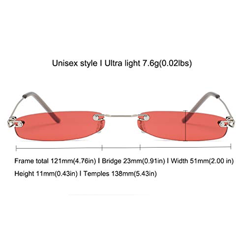 Armear Fashion Rimless Narrow Small Rectangle Sunglasses Clear Colored Lens3