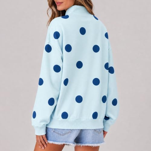 Mock Neck Sweatshirt Womens Oversized Polka Dot Long Sleeve Cute Pullovers - image 3