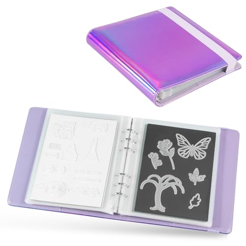 Image of UNIMEIX 12 Pcs Magnetic Sheets for Die Storage with 1 Binder Cover, Stamp and Die Storage Pockets Die Cut Storage for Card Making Supplies(0.8 mm Thickness, Purple)