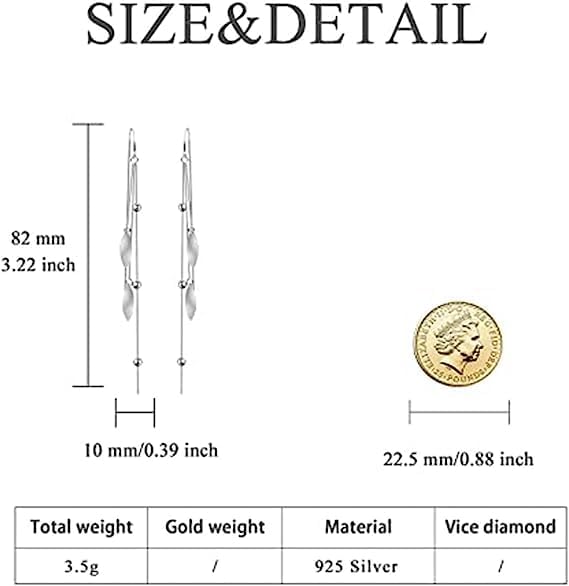 POPLYKE 925 Sterling Silver Threader Earrings for Women Sterling Silver Through Long Chains Earrings Jewelry Gifts for Women - Image 5