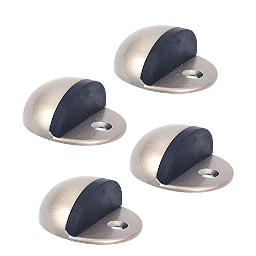 Cg Plus Floor Door Stopper Satin Nickel With Rubber Pad, Semicircle Shaped Door Stopper, Stainless Steel For Protecting Wall (2Inch X 4Pack, Satin Nickel) #TOP4