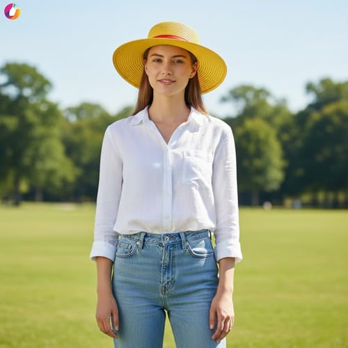 Image of MDF Straw Hat Replica | Yellow Hat with Red Band | Anime Cosplay Accessory & Collectible for Fans
