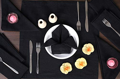 Ramanta Home Black Cotton Dinner Napkins Set of 12 | 100% Cotton 18x18 Inch Cloth Napkins | Reusable Fabric Table Napkins for Everyday Use, Parties, Weddings, Thanksgiving, Christmas, Halloween
