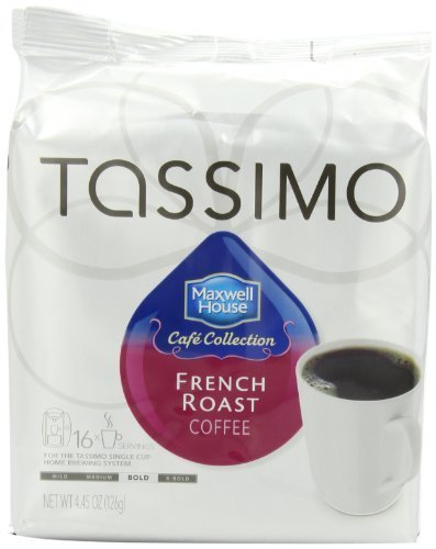 Maxwell House Cafe Collection French Roast Coffee, T-Discs for Tassimo Coffeemakers, 16-Count Packages (Pack of 5) by Maxwell House [Foods]