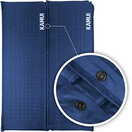 KAMUI Self Inflating Sleeping Mat 5 cm Thick Pad Connectable with Multiple Mattresses for Tent and Family Camping (Blue)