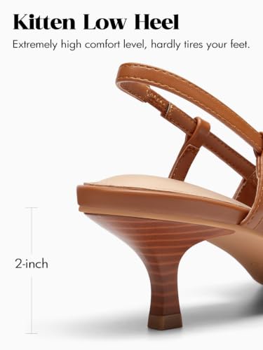 Image of Coutgo Women Slingback Kitten Heels Pointed Toe Slip On Pleated Dress Shoes | Women's Pumps,Low Heels,Closed Toe,Short Heels,Comfortable,Work Shoes,Party,Wedding,Dressy Casual