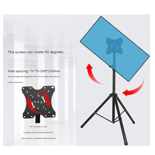 Treppiede pieghevole portatile TV Stand per monitor, altezza regolabile 98-146 cm, staffa rotante per schermo orizzontale e verticale, ideale per display live streaming