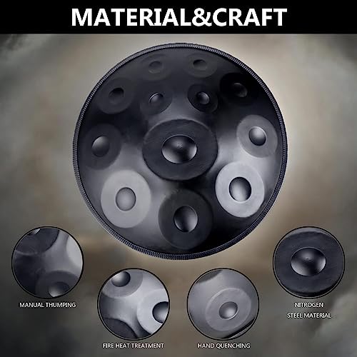 Handpan Drum Instrument con 12 notas en Re menor, 432 Hz, incluye bolsa suave para handpan, 2 mazos de mano y soporte para handpan miniatura 2