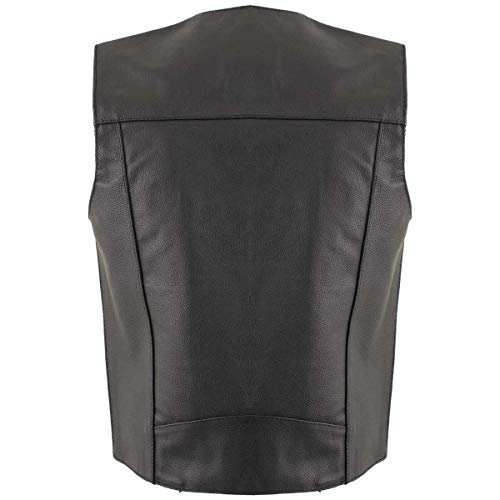 1201 Men's Black Classic Club Style Motorcycle Original Leather Vest - X-Large4