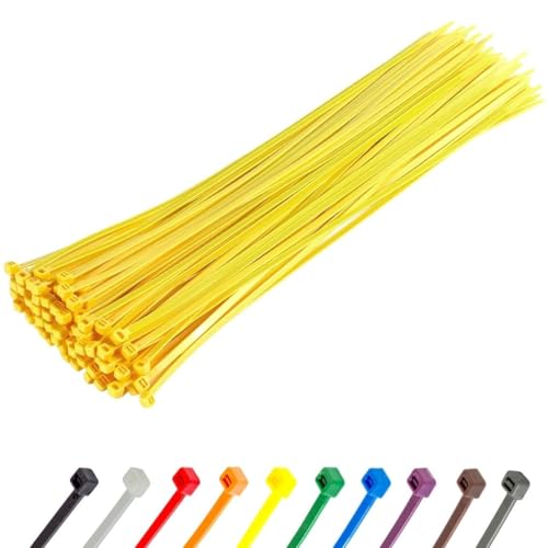 Image of GTSE 14 Inch Yellow Zip Ties, 100 Pack, 50lb Strength, UV Resistant Long Nylon Cable Ties, Self-Locking 14 inch Tie Wraps