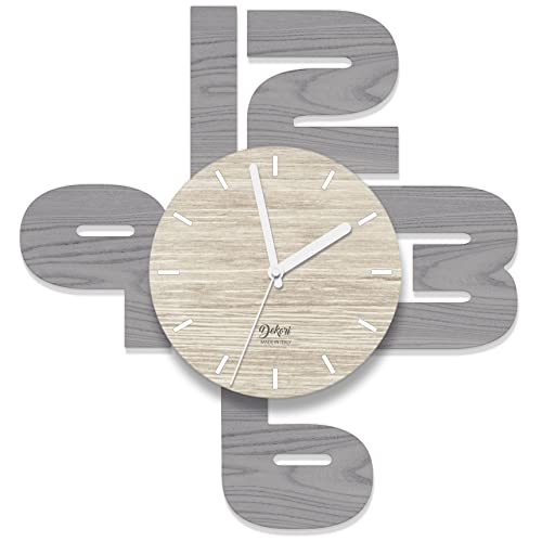 DEKORI Orologio da parete con numeri silenzioso. Quadrante in rilievo, effetto 3D. Arreda con stile ogni ambiente della casa: cucina, soggiorno, camera da letto. Prodotto in Italia