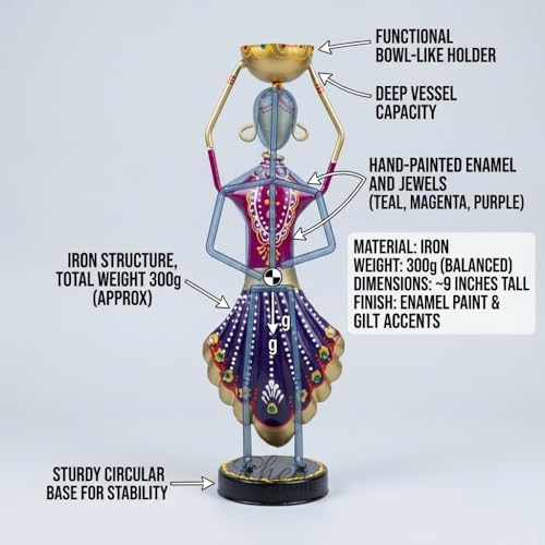 Image of Rajasthani Showpiece Set of 3 | Handcrafted Metal Table Decor | 11x5x2 Inch, 300g Each | Traditional Home Decoration Items for Living Room | Ethnic Figurine & Housewarming Gift
