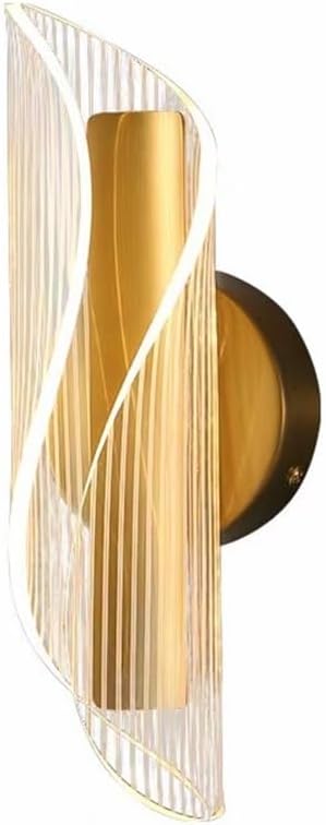 Wall Light Sconce Modern Dimmable LED Wall Light, Gold Metal Wall Lamp with Acrylic Shade Curl Sconce Lights for Hallway Bedroom Bedside Wall Sconces
