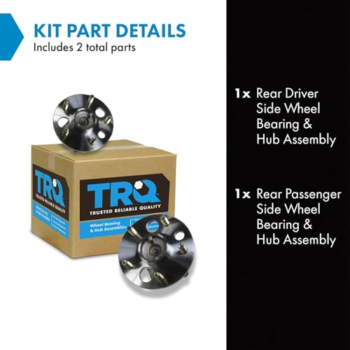 Image of TRQ Rear Wheel Bearing and Hub Assembly Set 2 Piece Compatible with 95-96 Toyota Avalon with 4 Wheel ABS Brakes 97-04 97-01 Camry with 99-03 Solara with