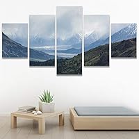 SIGNWIN 5 Panel Canvas Wall Art Mountainscape for Home Decorations Ready to Hang - 60