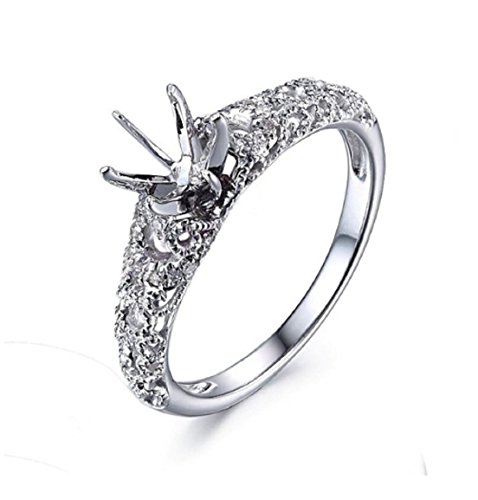 Bague de fiançailles or blanc 10K rond cut bague mariage diamants naturels