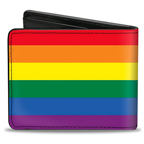 Image of Buckle-Down Men's Buckle-down Pu Bifold - Flag Pride Rainbow Bi Fold Wallet, Multicolor, 4.0 x 3.5 US