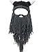 YEKEYI Viking Horns Hat Winter Warm Funny Hat Beard Facemask Handmade Knit Hat Removable Beard
