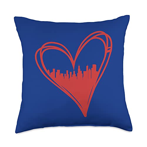 Tout Wear Chicago Cute I Love Chicago Illinois Cityscape Red Heart Throw Pillow, 18x18, Multicolor