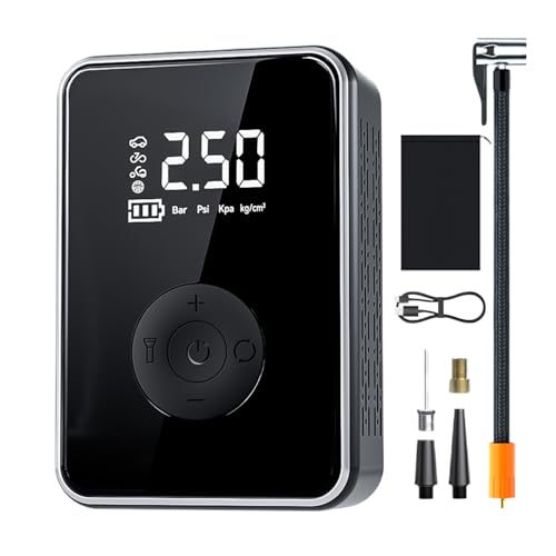 Bomba de aire para neumáticos de automóvil, inflador de pantalla digital, bomba eléctrica inalámbrica recargable con apagado automático y luz, inflador de neumáticos portátil para automóvil