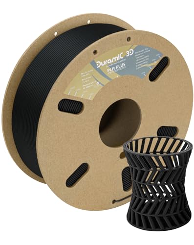 Image of DURAMIC 3D PLA+ Filament 1.75mm 1Kg Black, PLA Plus Filament 1Kg Spool(2.2lbs) Tougher and Stronger, Dimensional Accuracy Probability + /- 0.02mm | PLA Pro Tougher and Stronger, Dimensional Accuracy Probability + /- 0.02mm Black