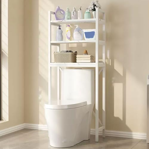 Unité de rangement toilettes étagère autonome blanche compacte