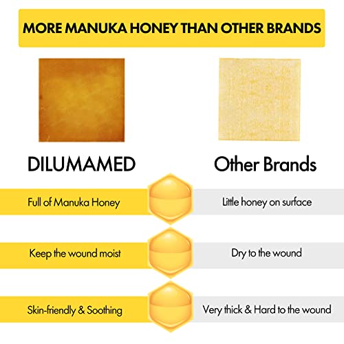 Dilumamed Manuka Honey Calcium Alginate Dressing 2"X2" (Pack Of 6), Manuka Honey Wound Care For Cuts, Skin Tears, Burns, Pressure Sores, Diabetic Ulcer #TOP2