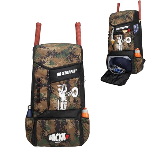 Image of WHACKK Kallis 103L Unisex Cricket Kit Bag Backpack | Adult Size | 2 Bat | Shoe /Helmet Pocket | Main Compartment 18 inch Leg Pad |2 Bottle Holder | Easy Access Pocket | Player Edition Senior (Marpat WL)