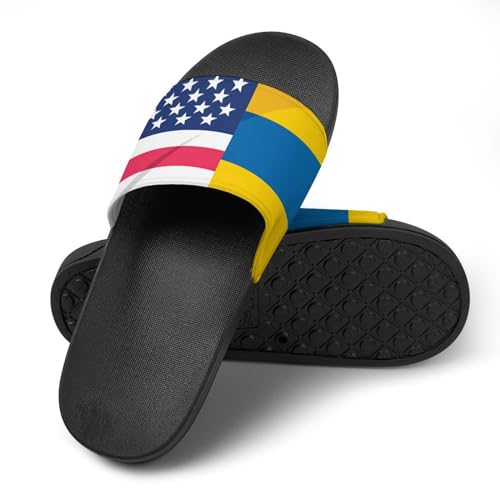 Ukraine And U.S. Friendship Flag House Sandals Non-Slip Bathroom Slippers Beach Summer Shoes for Men Women4