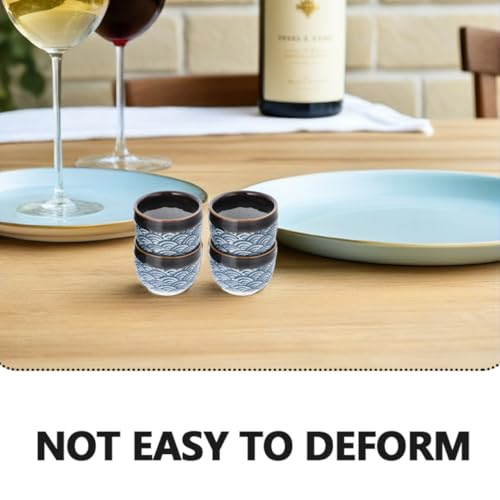CAXUSD Set of 4 Japanese Ceramic Sake Cups – Traditional Black Tea Glasses with 35ml Capacity, Easy to Clean for Home Dining and Entertaining - Image 4