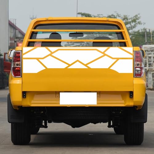 Image of 59 inch Racing Stripe Graphic Car Sticker for Truck Pickup Rear Decal Plaid Graphic Self-Adhesive Universal Decorative Sticker Trunk Lid Vinyl Car Decal Accessories(1PCS) (White)