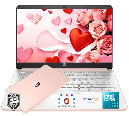 HP Home and Student Essential Laptop, with Office 365 & Copilot AI, 128GB SSD and 1TB Cloud Storage, Intel 2-Cores CPU, Fast Charge and 11.5hrs Battery, no Mouse