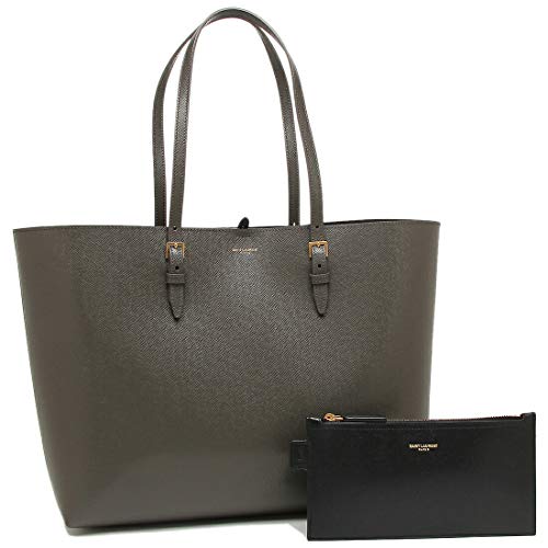 [サンローランパリ] トートバッグ イーストウエスト ポーチ付き レディース 604309 H3Z0W EAST WEST SHOPPING BUCKLE TOTE (2) PEBBLE NERO(1098) [並行輸入品]