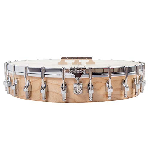 Mulucky 5 String Banjo - Remo Drumhead Openback Beginner Kit With Gig Bag Tuner Picks Strings Strap - B1101