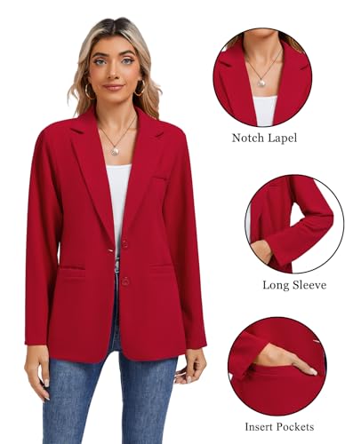MINTLIMIT Long Sleeve Blazer Jackets for Women Shoulder Pad Button Front Notch Lapel Casual Lightweight Blazers with Pockets3