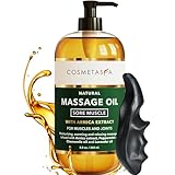 Cosmetasa Sore Muscle Massage Oil with Deep Tissue Massager - Thumb Saver and Oil Soothes Muscle and Joint with Arnica Extract, Peppermint, Chamomile, and Lavender Oil 8.8 Fl Oz