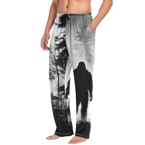 AIXIWAWA Mysterious Sasquatch Men's Pajama Pants Cozy Sleepwear Mens Lounge PJ Bottoms Pockets Drawstring S4