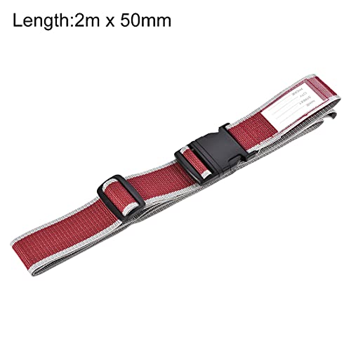Image of uxcell Luggage Strap Suitcase Belt with Buckle Label, 2x78 2Mx5cm Adjustable PP Travel Bag Packing Accessory, Red Gray