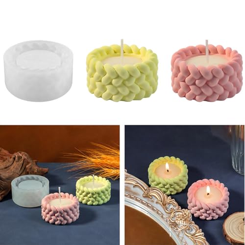 Molde de bastão de vela de silicone - Suporte de vela feito à mão com design de corda de barbante -